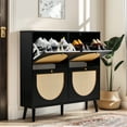 thumbnail image 4 of Zimtown Rattan Shoe Cabinet 2 Rows 4 Drawers, Holds 24 Pairs, Adjustable Shelves for Entrance Hallway, Black, 4 of 12