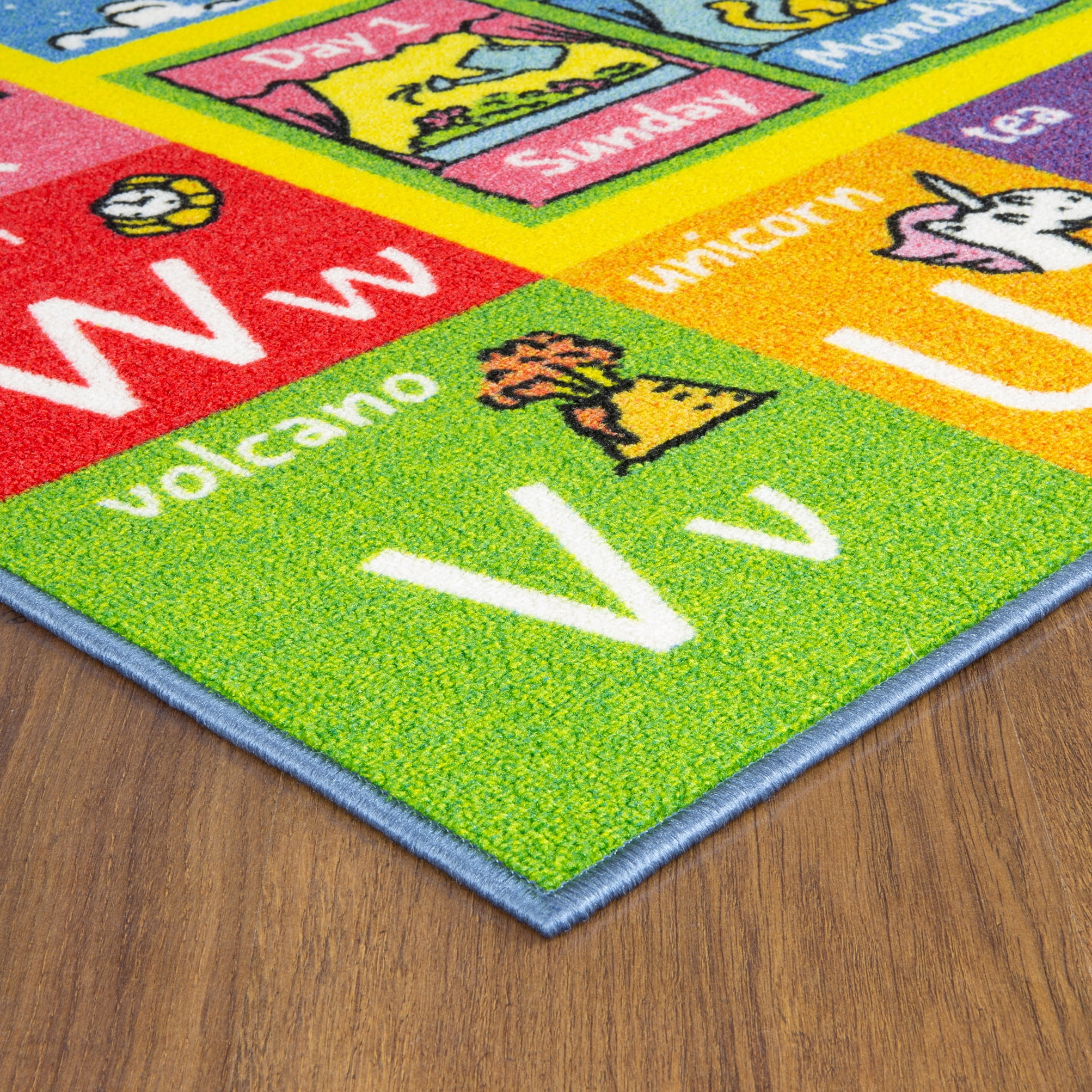 KC Cubs Playtime Collection Multicolor ABC Seasons Months Days Educational 5' 0" x 6' 6" Area Rug