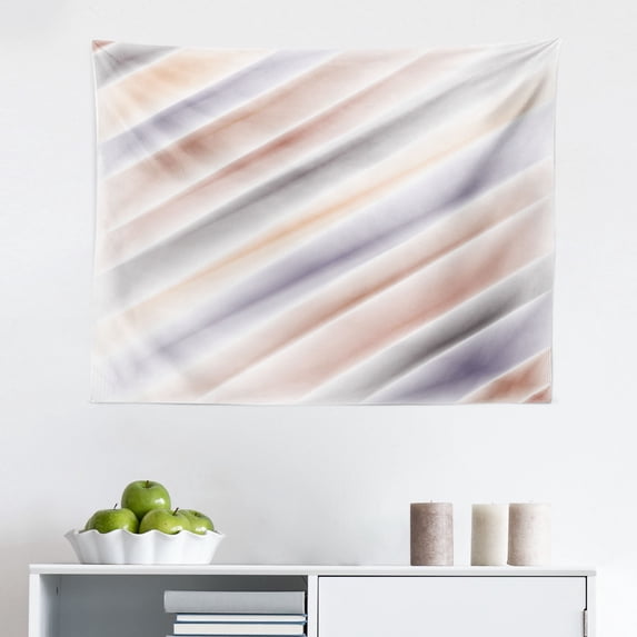 Folk Art Tapestry, Hanging Flower Pot with Ceil Blue Leaves Pattern Traditional Themed, Fabric Wall Hanging Decor for Bedroom Living Room Dorm, 2 Sizes, Champagne and Vermilion, by Ambesonne