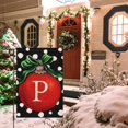 thumbnail image 2 of Christmas Ball Monogram Garden Flag 12x18 Double Sided Burlap, Small Welcome Initial Letter P Family Last Name Yard House Flag Outdoor Decoration (ONLY FLAG), 2 of 6
