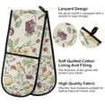 thumbnail image 2 of Yayeee Double Oven Mitt Kitchen Heat Resistant Baking 35" x7" Quilted Glove, Purple Birds Teapots, 2 of 6