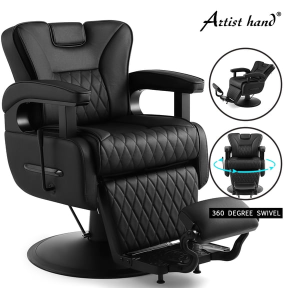 Artist Hand Heavy Duty Reclining Barber Chair Vintage Wide Salon Chair