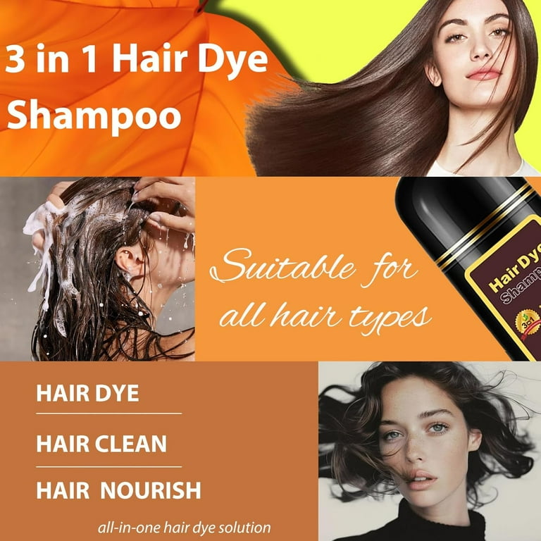 iemokoda Hair Dye Shampoo 3 in 1, Herbal Gray Coverage Shampoo