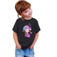 thumbnail image 4 of PMVFHDE Hauts d'Été pour Filles Hauts Décontractés Tendance T-Shirt Manches Courtes Imprimé Col Rond Ample Noir, 6-7 Ans, 4 of 4