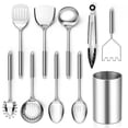 thumbnail image 1 of Juego de utensilios de cocina e-FAR de acero inoxidable de 10 piezas con soporte, 1 of 9