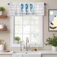 thumbnail image 2 of Enjoy Summer Valance Curtain for Windows Coastal Watercolor Blue Seahorses Wood Grain Rod Pocket Curtain Valances Short Window Treatments Panels for Kitchen Bathroom Laundry Basement 60 x 14 Inch, 2 of 9