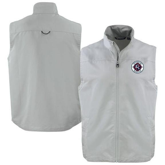 Men's-Cutter & Buck  Gray New England Revolution Charter Eco Recycled Full-Zip Vest