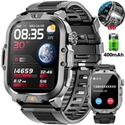 Smartwatch for Men with Fitness Tracker, 2.01-inch Answer/Make Calls/100+ Sport Modes, IP68 Waterproof, men's Military Smartwatch compatible with Android IPhone Devices (Black)