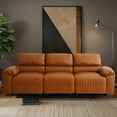 thumbnail image 2 of Harkawon 3 Seater Faux Leather Sofa for Living Room, Modern Brown Couch with Wide Armrests, Easy to Assemble, 2 of 8
