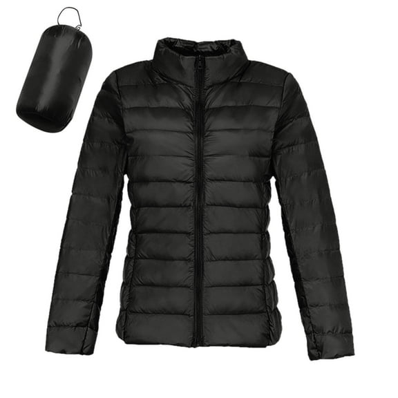 JUMESG Winter Jackets for Women Women's Lightweight Long-Sleeve Water-Resistant Packable Puffer Jacket (Black,XL)