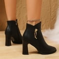 thumbnail image 6 of Lovzfmll Ankle Boots for Women, Plus Size Pointed Toe High Heel Metallic, Block Heel Casual Fall Chelsea Leather Boots Booties Black Boots, 6 of 9