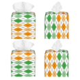 thumbnail image 2 of Uemuo St. Patrick's day argyle Pattern Tissue Box Cover Holder, Square with Bottom Belt - PVC Leather Decorative Organizer for Tabletop, Bathroom, Car, Office, 2 of 7