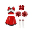 thumbnail image 3 of renvena irls Cheer Dance Costume Halloween Sleeveless Crop Top Pleated Skirt Cheerleading Uniform Dress B Red 4, 3 of 7