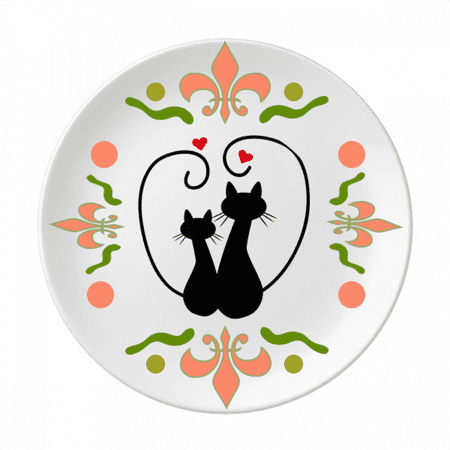 

Cat Lovers Sihouette Animal Valentine Flower Ceramics Plate Tableware Dinner Dish