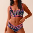 thumbnail image 2 of Taqqpue Bikini Sets for Women Women's High Waisted Bikini Sets Sporty Two Piece Swimsuits Color Block Cheeky High Cut Bathing Suits Sleeveless Beach vacation clothes, 2 of 5