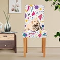thumbnail image 4 of Yayeee 2 Pack Dining Chair Covers Stretch Parson Chairs Slipcovers Seat Protector, Retro Round, 4 of 6