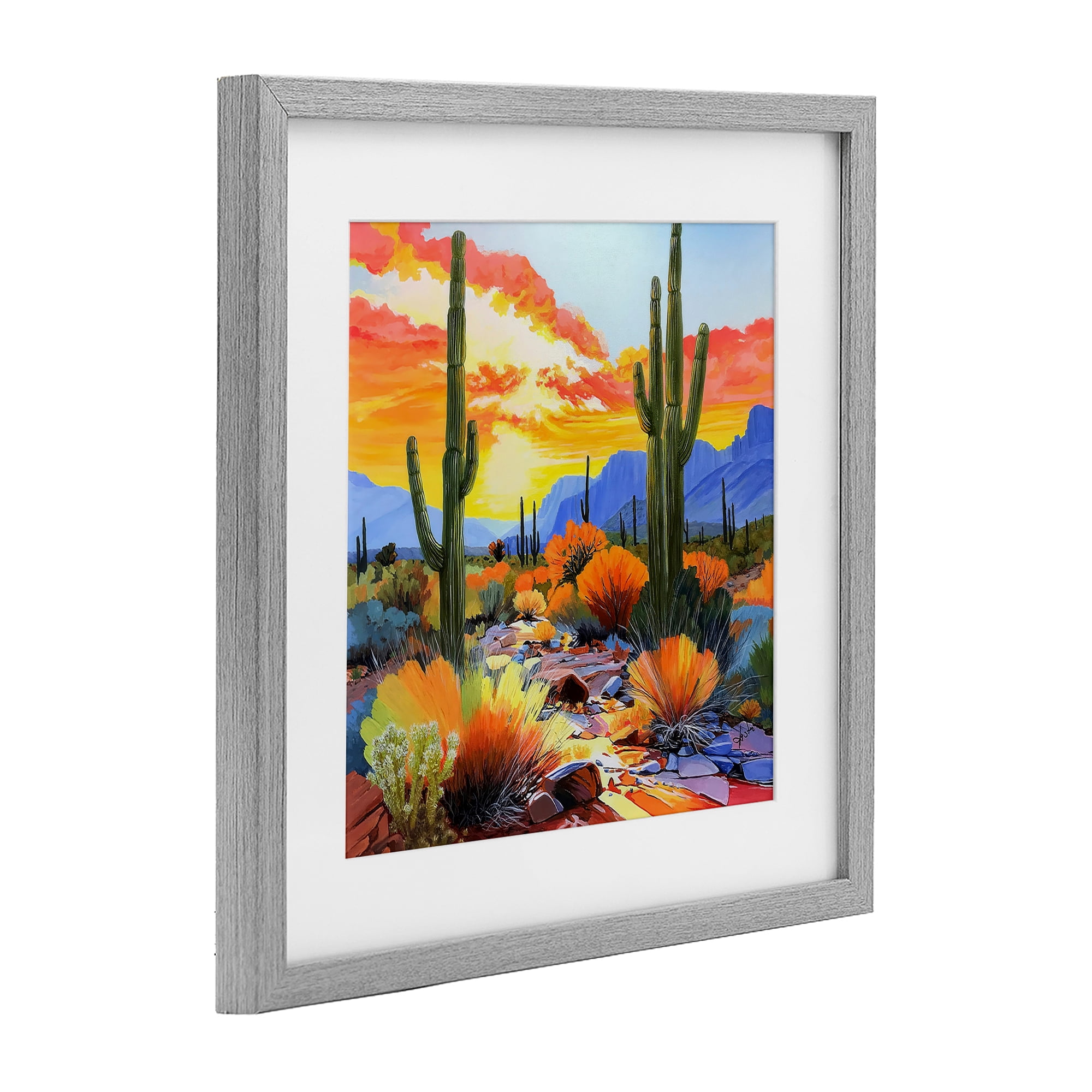 Stupell Industries Desert Splendor Cacti Gray Framed Print Under Glass, design by John Jaster