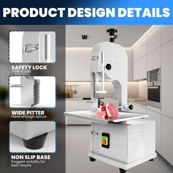 Multi-Specification Electric Bone Saw Machine, Bone Cutting Machine Cutting thickness Up to 7.8in, Meat Cutter with 8 Blades for Factory
