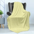 thumbnail image 4 of Geometric Soft Flannel Fleece Blanket, Modern and Simple Pattern with Abstract of Squares and Direction Pointers, Cozy Plush for Indoor and Outdoor Use, 70" x 90", Yellow and White, by Ambesonne, 4 of 5