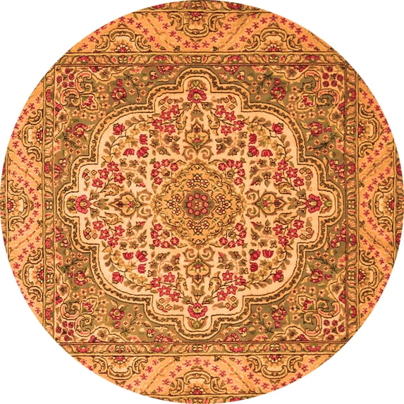 Ahgly Company Indoor Round Medallion Orange Traditional Area Rugs, 8' Round
