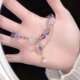 thumbnail image 4 of Light Luxury Purple Glass Crystal Beaded Bracelets for Women Chic Butterfly Tassel Pendant Bracelets Sweet Girl Wrist Jewelry, 4 of 5