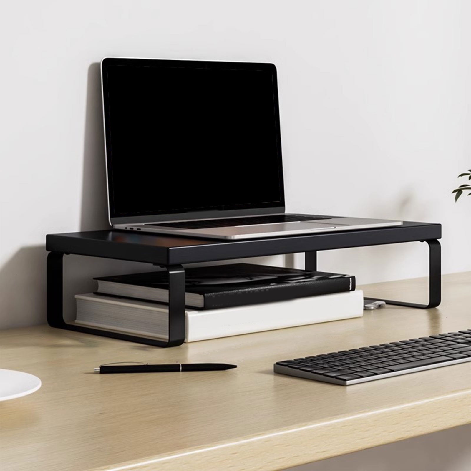 Monitor Riser Stand for Desk with Storage Shelf, Wood Desktop Organizer for Home Office, Computer Monitor Stand for Laptop, Raised Shelf for Computer Screen