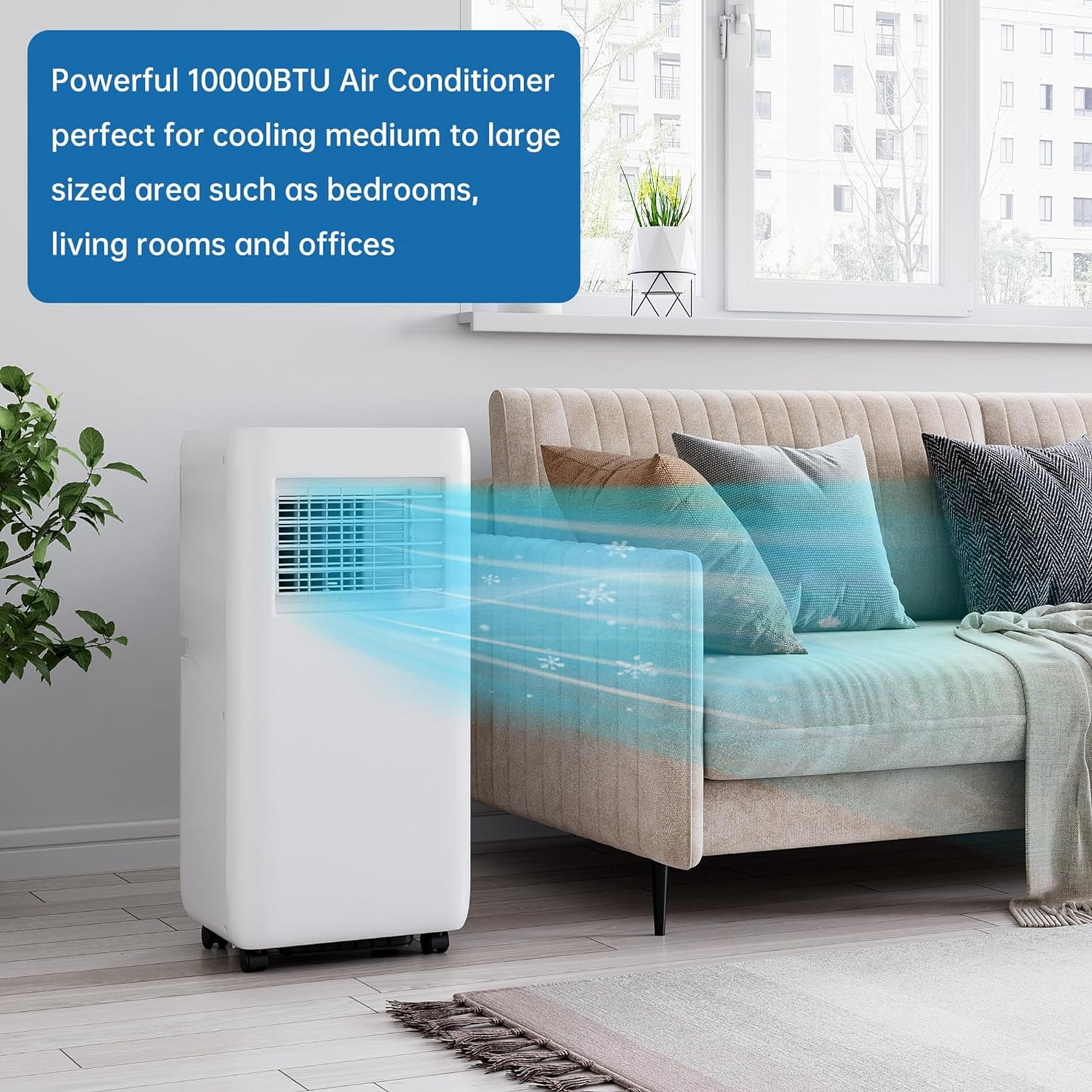 Aoile 10,000BTU ASHRAE Portable Air Conditioner 3-In-1 Quiet AC Unit Cools Rooms up to 450 Sq.Ft