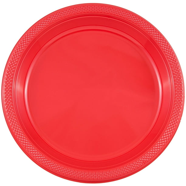 JAM Round Plastic Party Plates, Small, 7 inch, Red, 20/Pack Walmart