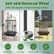 Winkalon 82 Rolling Metal Large Bird Cage with Play Top for Large Pet Birds,Black