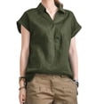 thumbnail image 4 of Tops de camisa sólida de manga corta con cuello vuelto a la moda para mujer Fridja  ghk7354, 4 of 9