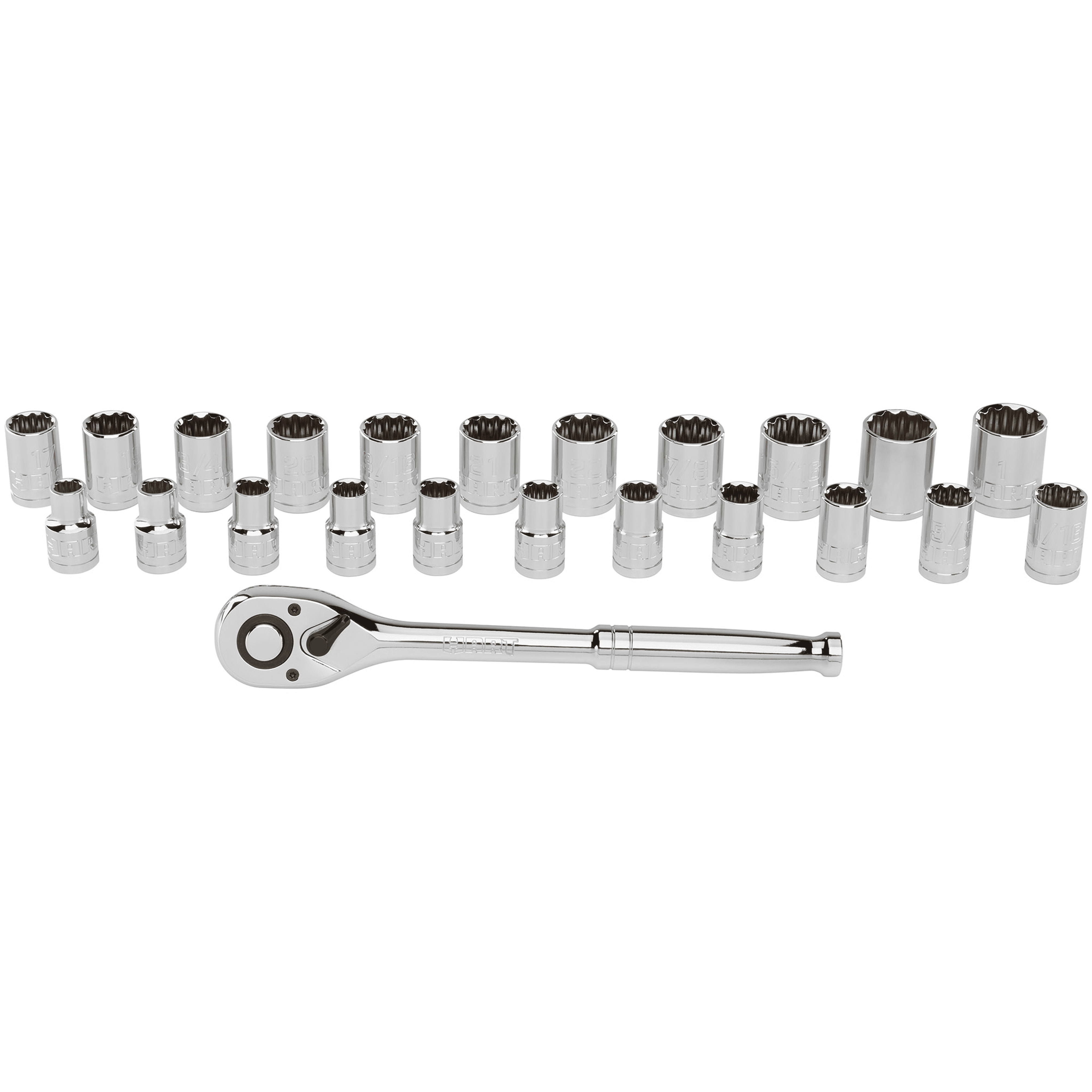 HART 23-Piece 1/2-inch Drive Mechanics Set with Ratchet, Chrome Finish