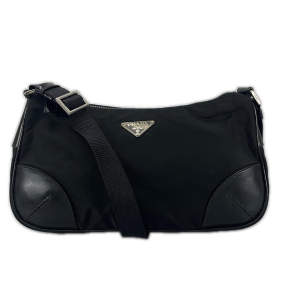 Pre-Owned PRADA Prada Hobo Triangle Logo Shoulder Bag Nylon Black Women's One-Shoulder