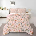 thumbnail image 3 of Manfei Vintage Flower Daisy Queen Comforter Set,Rustic Floral Leaves Bedding Sets,Pink Green Bedding Comforter Set For Daults,Ultra Soft Home Decor Reversible,3 Pieces, 3 of 9