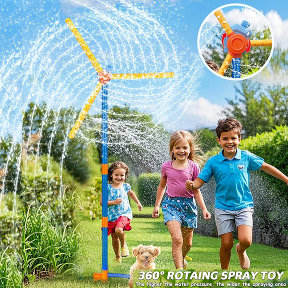 Windmill Water Sprinkler Outdoor Yard Toy New Upgrades 360° Spining With 36 Spray Nozzles Summer Play Games For Boys Girls Dogs And Backyard & Garden Watering