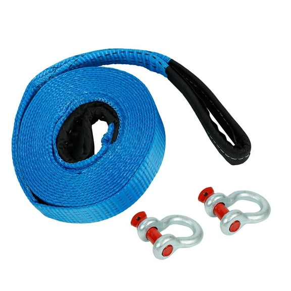 Heavy Duty Recovery Tow Rope Strap w/ D-Ring Hook 20000 LB Capacity 2" X 20'