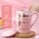 thumbnail image 2 of Taza de café ALBISS con estampado dorado de mármol rosa, 400 ml, con tapa y cuchara, 2 of 6
