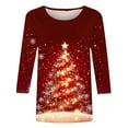 thumbnail image 5 of LSLJS T-Shirt for Women Plus Size 3/4 Sleeve Crew Neck Tops Funny Christmas Tree Printed Graphic Tees, Gifts for Women, S-5XL, 5 of 6