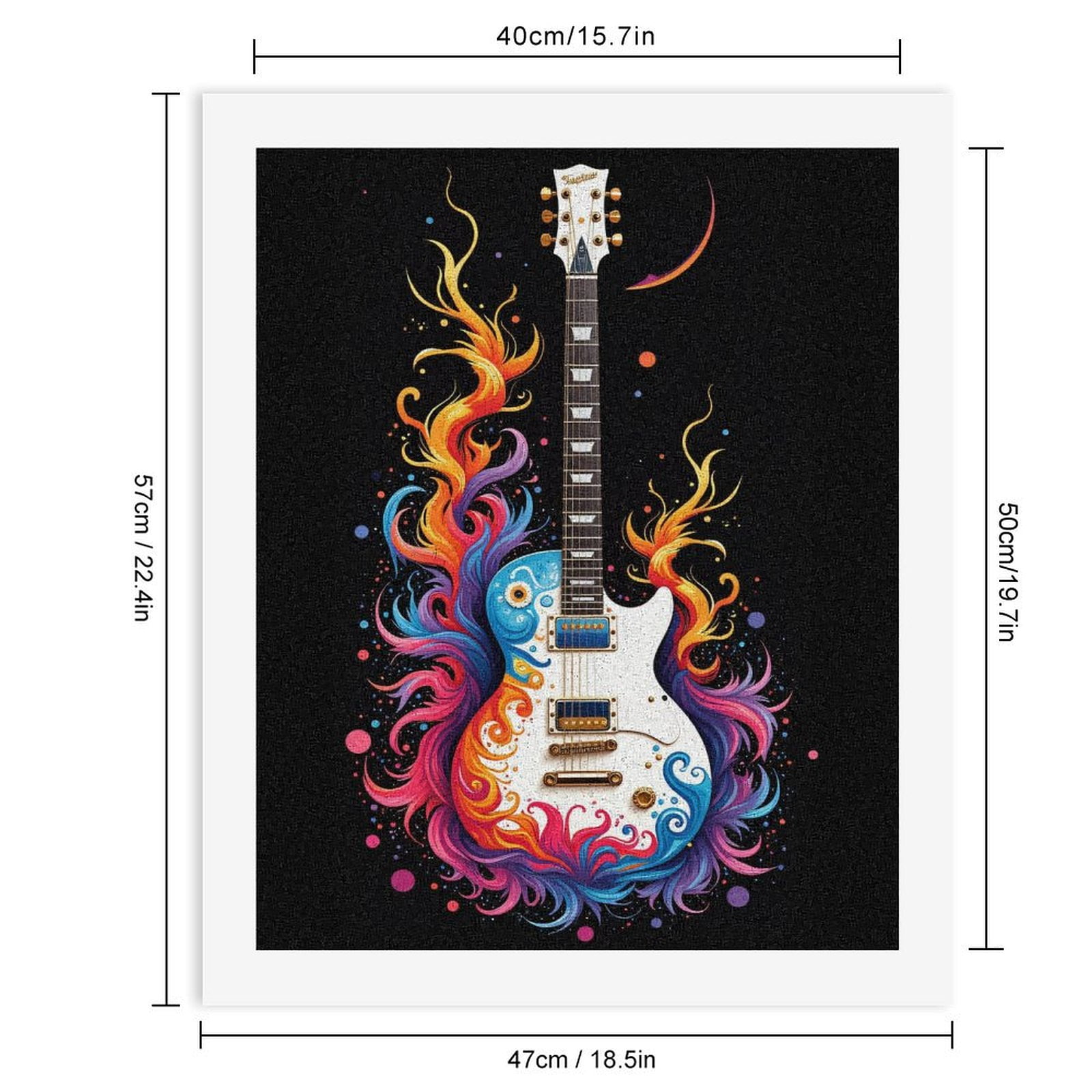 Paint By Numbers Kit for Adults Beginner - DIY Colorful Flame Guitar Art Canvas Painting Kits for Adults, Frameless Paint By Number for Adults for Home Wall Decor 16x20 Inch