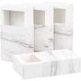thumbnail image 1 of Paquete de 16 cajas rectangulares de papel kraft blanco mármol para cajón, de 10 x 9 x 4 cm (4 x 3,5 x 1,5 pulgadas), ideales para envolver regalos, jabones, joyas y dulces., 1 of 8