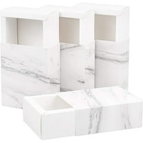 16 Pack Marble White Kraft Paper Drawer Box 4x3.5x1.5 Inches Rectangle Gift Wrapping Boxes Soap Jewelry Candy Packaging Box for Wedding Birthday Party Favors