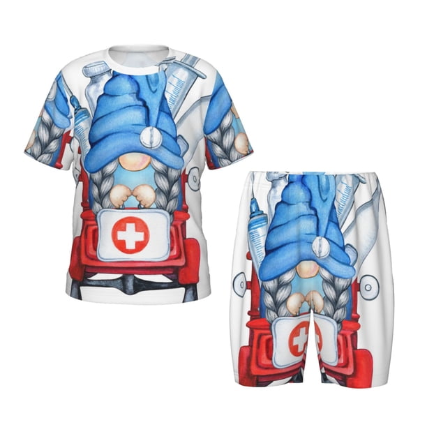 Balery Medicine Gnome Truck Red Conjunto de Pijama Infantil de Manga Corta con Estampado – Ropa de Dormir de Algodón Suave-4X-Large
