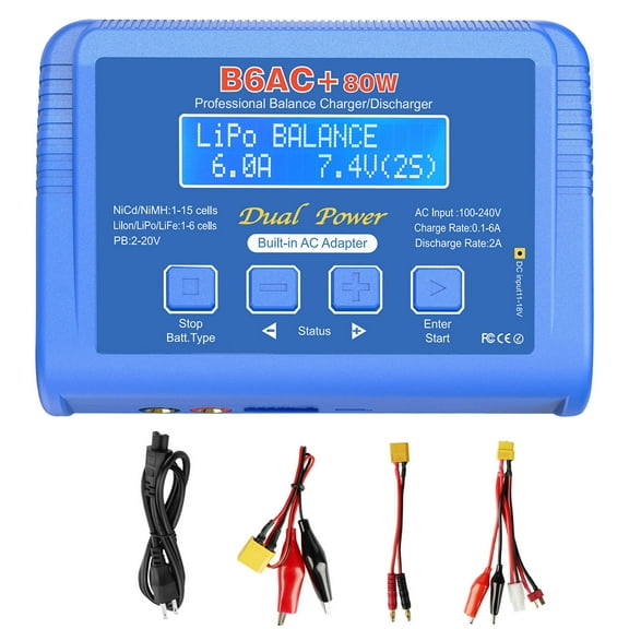 ARCADORA B6AC 80W Battery Balance Charger for LiPo Li-ion NiMH NiCd LiFePO4 PB Batteries RC Car Drone Airplane US Plug