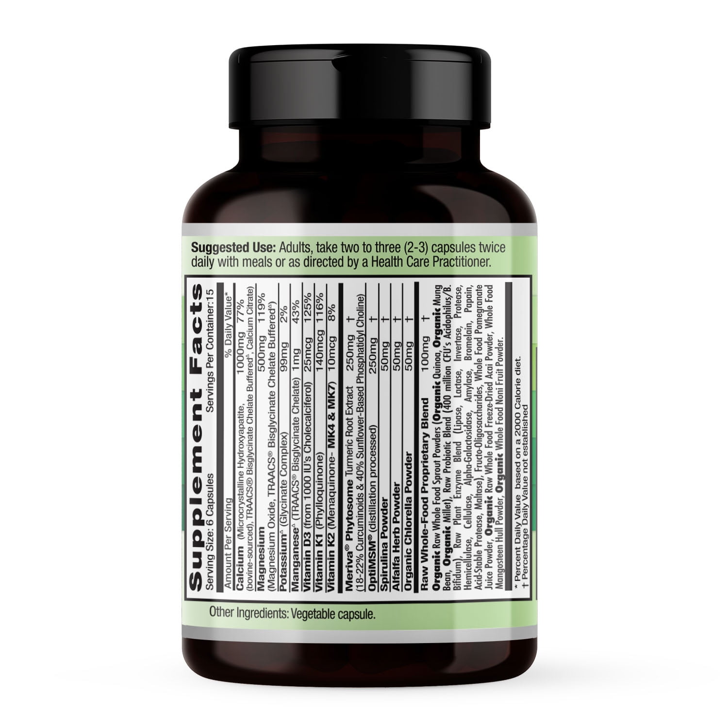 Emerald Labs Osteo Bone Health with Meriva Phytosome, MSM, Vitamin K2 (MK4 and MK7) and Calcium to Support Strong Bones, Joint Strength, and Immune System - 90 Vegetable Capsules