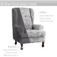 thumbnail image 3 of Stretch Wingback Chair Covers Printed WingBack Chair Slipcovers Armchair Slipcovers Sofa Furniture Protector for Living Room (Gray), 3 of 6