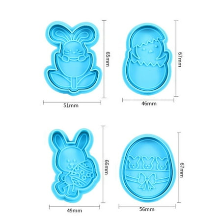 

1Set Easter Plastic Cookie Cutter Rabbit Egg Biscuit Cutter 3D Cartoon Bunny Molds Baking Tools Part