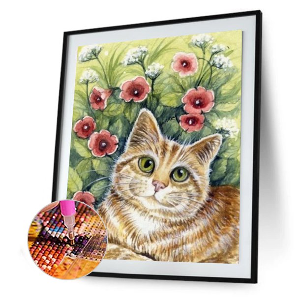 Cuadros Decorativos Dibujo de diamante de diamantes de imitación de gatito lindo de forma redonda de taladro completo DIY 5D para el hogar Ehuebsd Nuevos Originales
