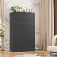 thumbnail image 6 of Homfa 6 Drawer Vertical Dresser for Bedroom, Modern Chest of Drawers Wood Storage Cabinet for Living Room, Black, 6 of 7