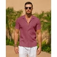 thumbnail image 5 of Youclos Men's Short Sleeve Textured Linen Shirts Hawaiian Button Down Shirts, 5 of 7