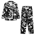 thumbnail image 3 of SCRAWLGOD Camouflage Black Gray White Soft Pajamas Set Mens Pajamas Breathable Long Sleeve Loungewear Two-Piece Notch Collar Sleepwear Button-Down Pj Set with Pockets, XS, 3 of 6