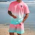 thumbnail image 1 of Glisme Mens 2 Piece Sets Summer Outfits Gradient Print Short Sleeve T Shirt And Shorts Comfortable Casual Two Piece Outfit Fashion Clothing Set Pink, 1 of 4